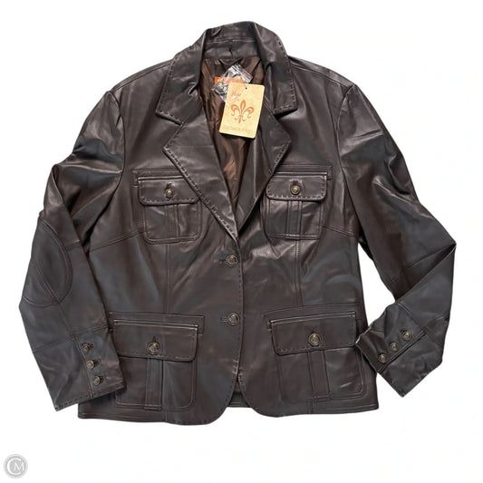 Jacket Leather By Hope By Kristian In Brown, Size: 2x