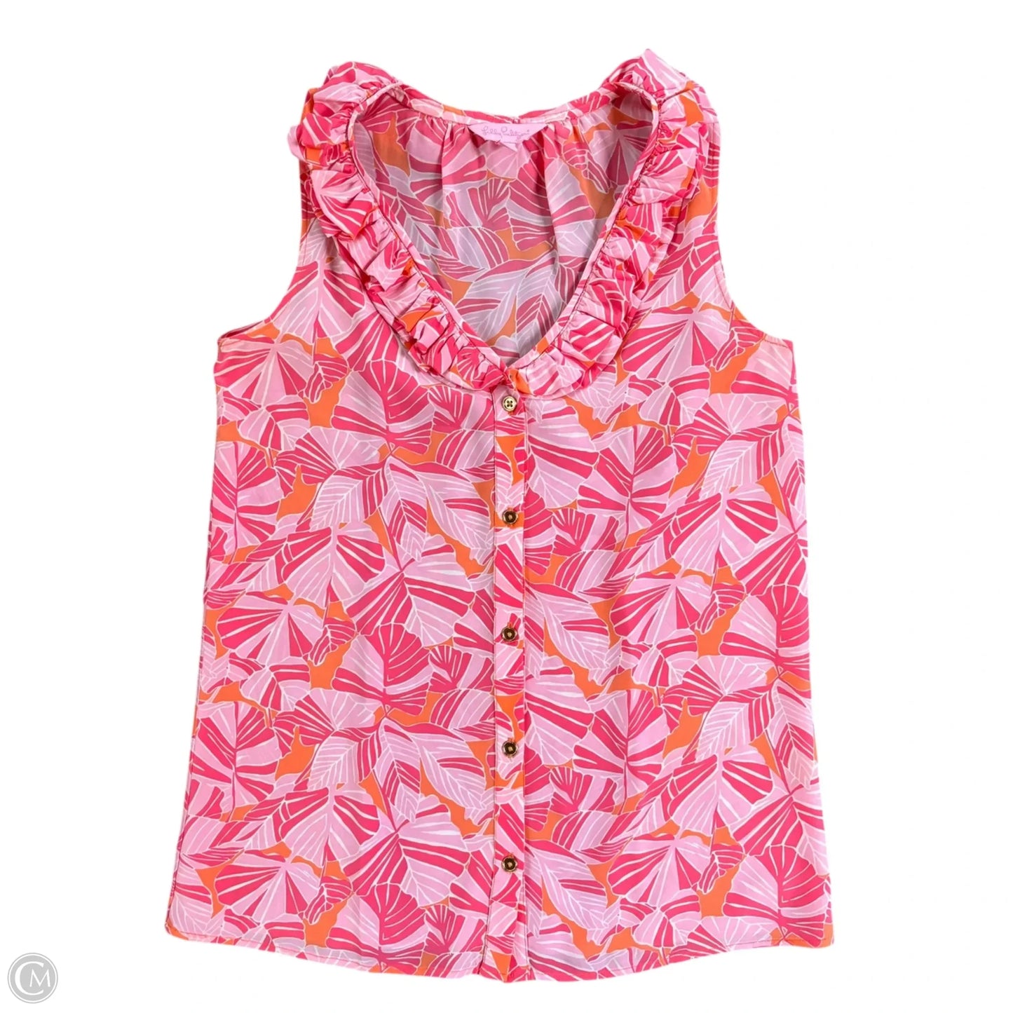 Top Sleeveless Designer By Lilly Pulitzer In Orange & Pink, Size: S