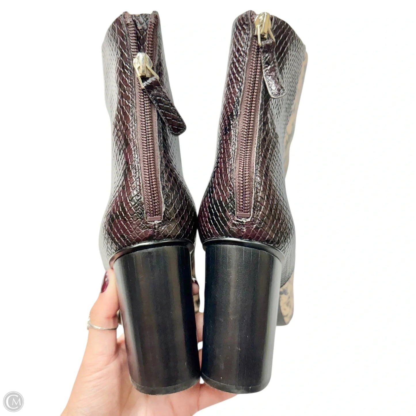 Boots Leather By Nine West In Snakeskin Print, Size: 9.5