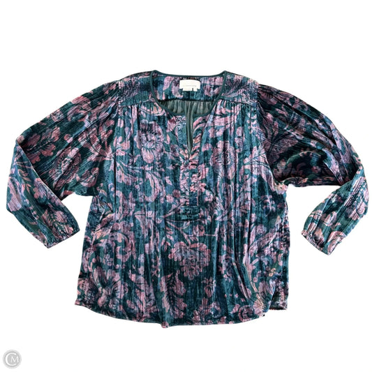 Top Long Sleeve By Anthropologie In Floral Print, Size: Xl
