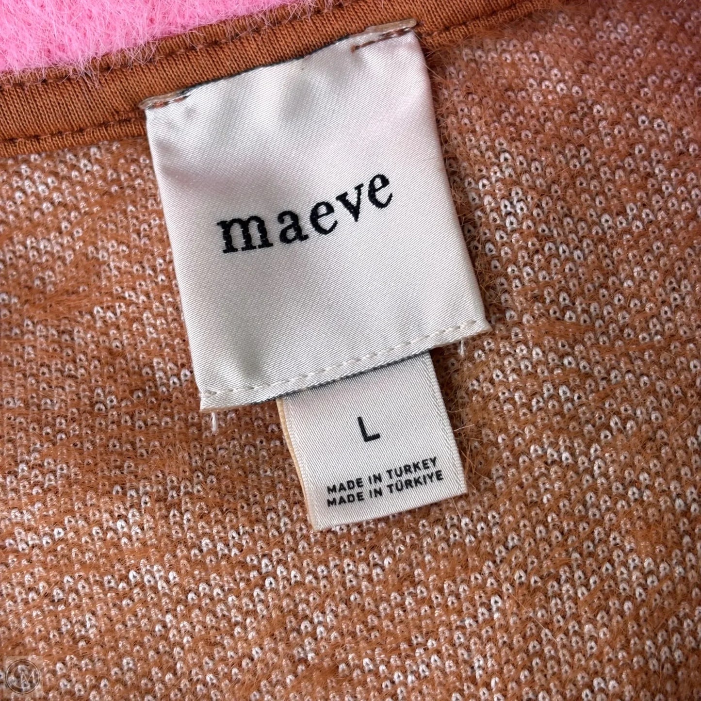 Sweater By Maeve In Brown & Pink, Size: L