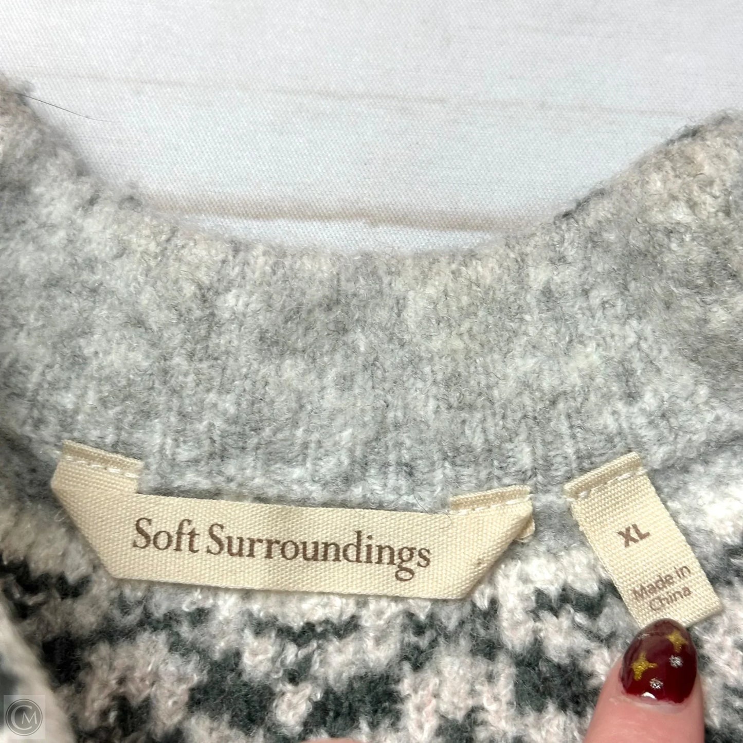 Sweater By Soft Surroundings In Grey & White, Size: Xl