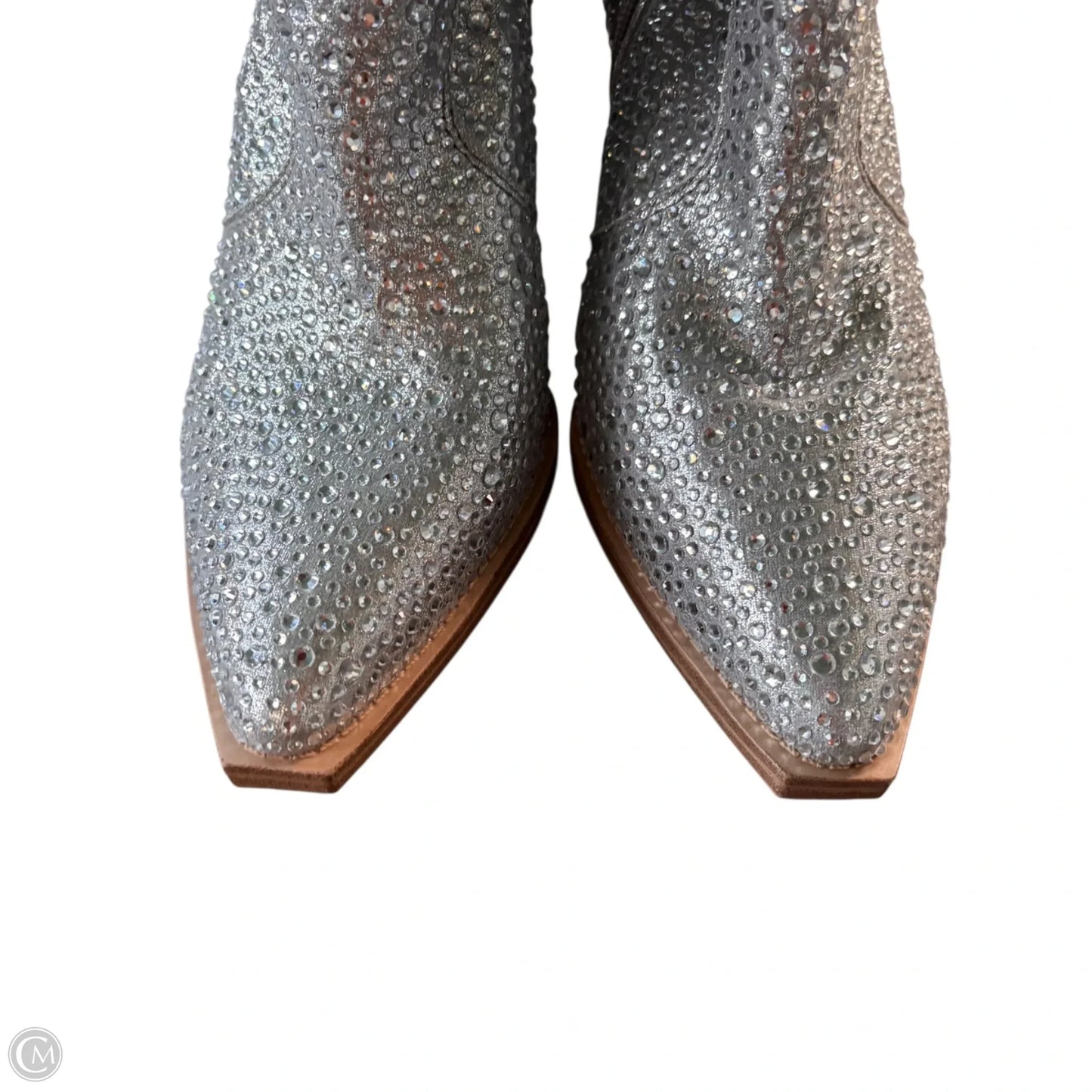 Boots Mid-calf Heels By Crown Vintage In Silver, Size: 7.5