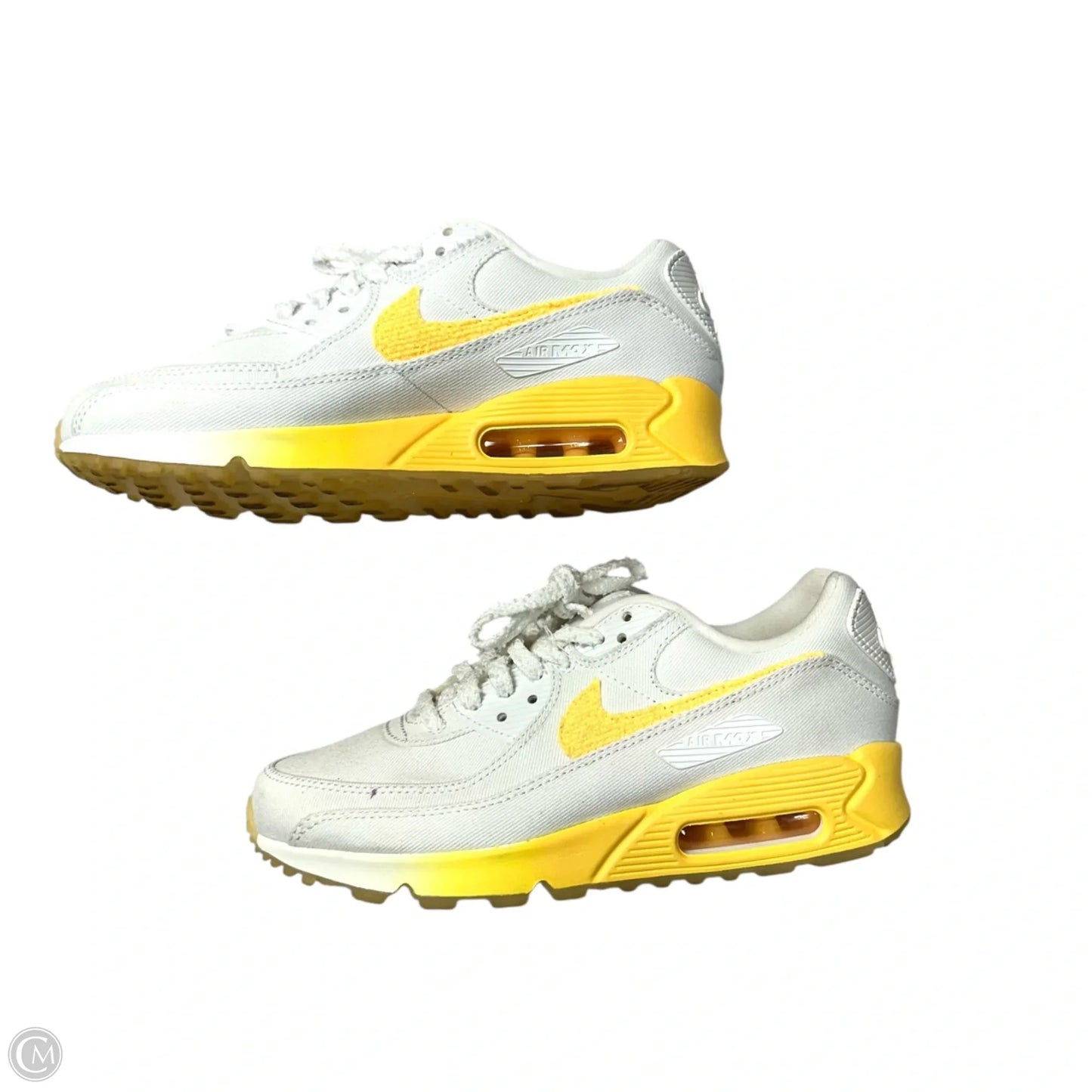 Shoes Sneakers By Nike In White & Yellow, Size: 7
