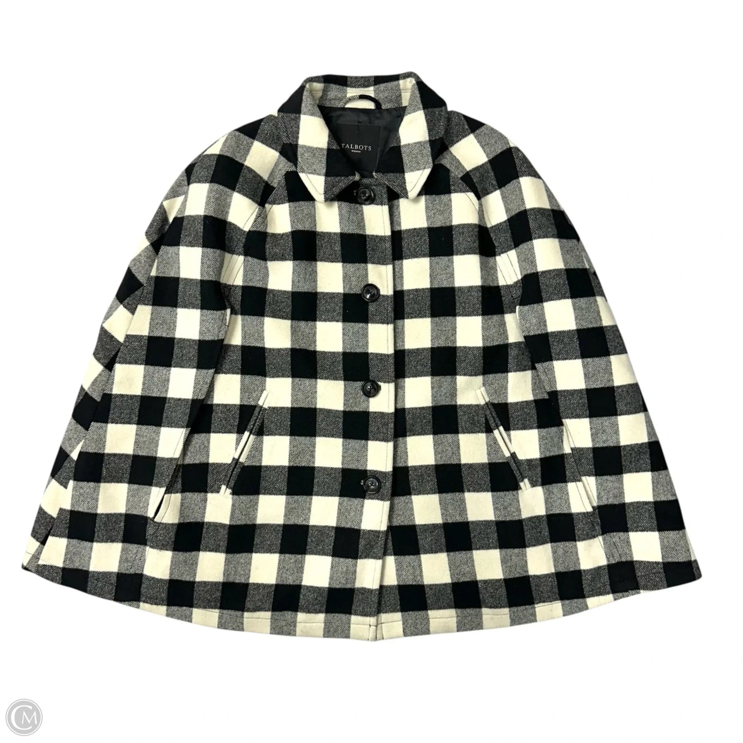 Coat Wool By Talbots In Checkered Pattern, Size: 1x