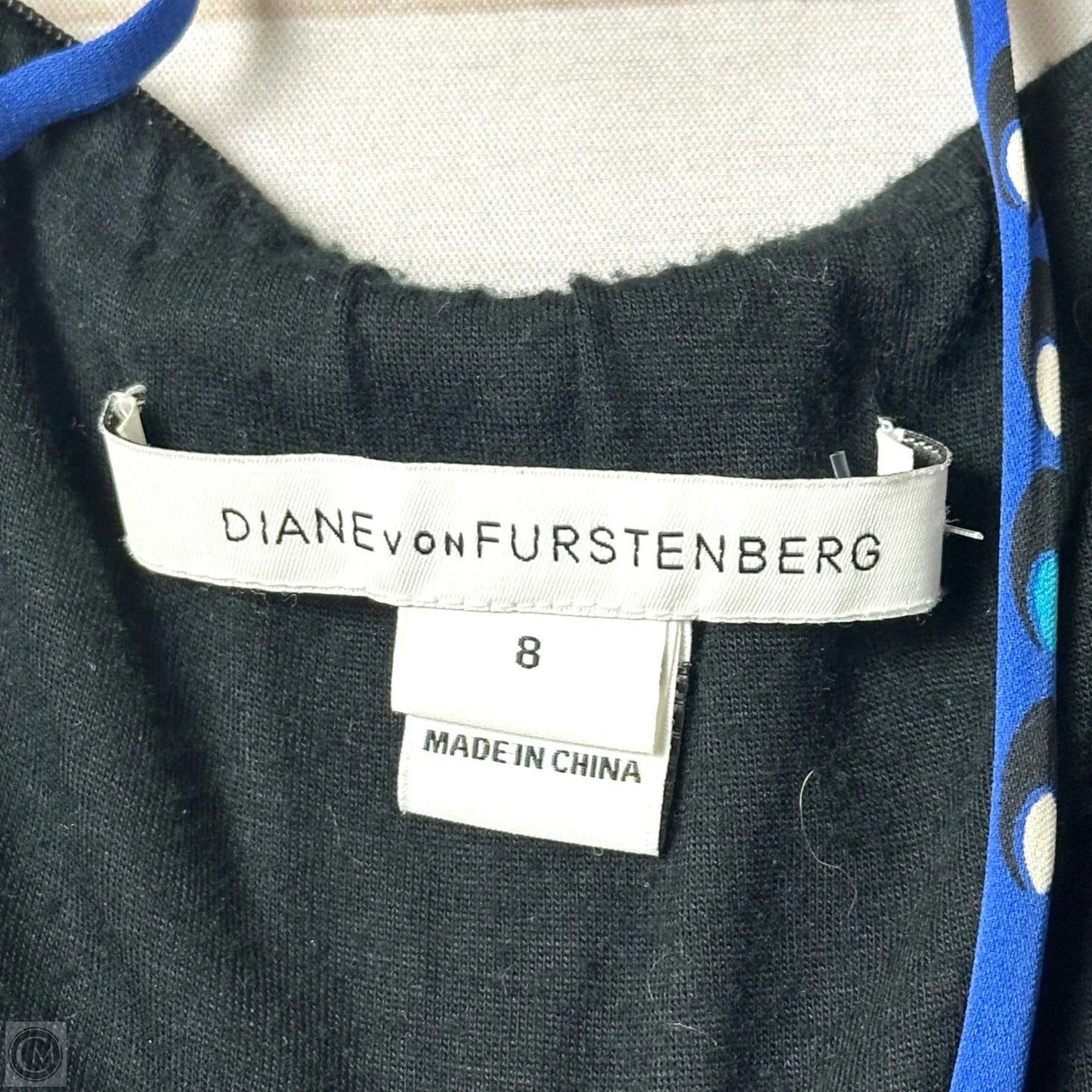 Jumpsuit Designer By Diane Von Furstenberg In Black & Blue, Size: M