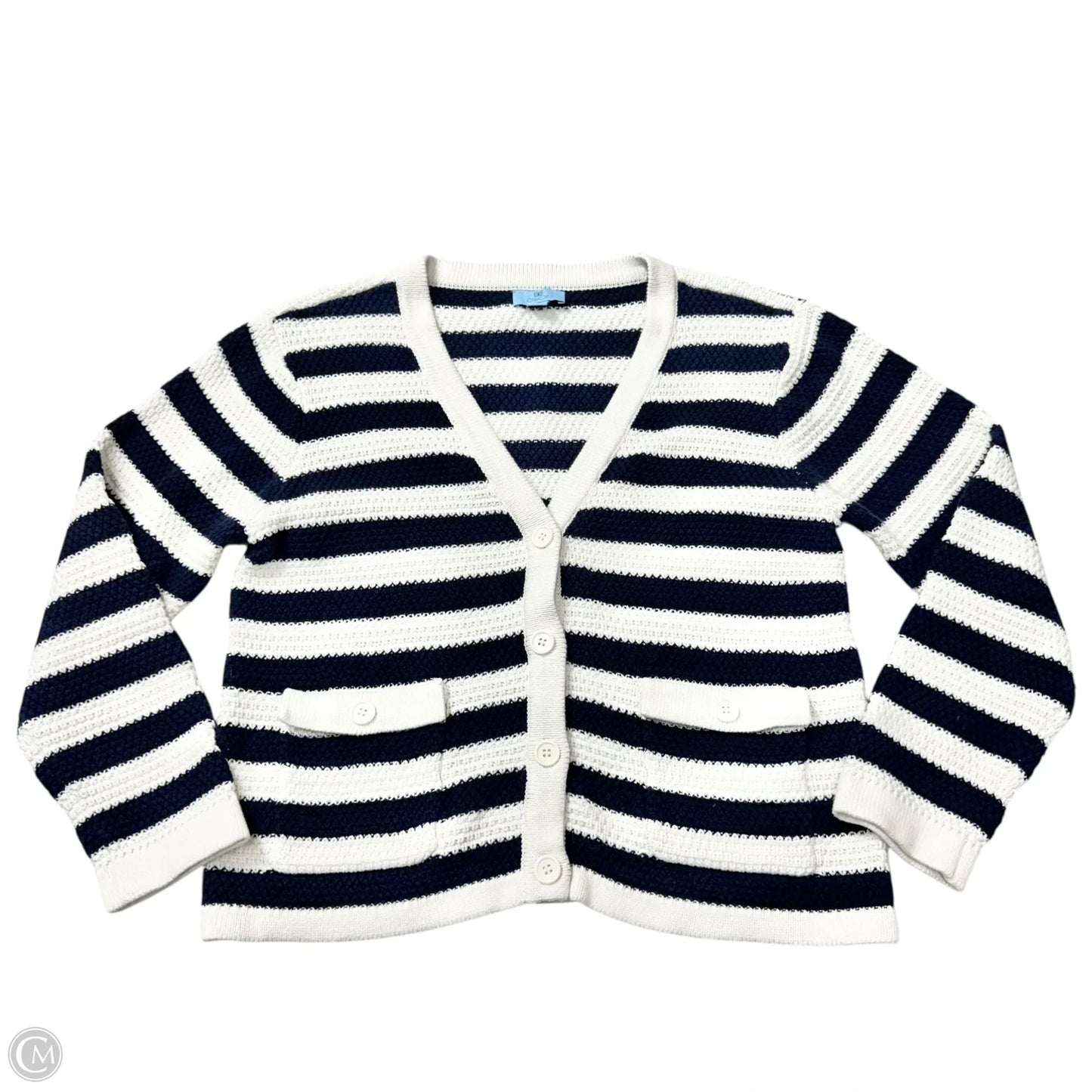 Sweater Cardigan By Cece In Striped Pattern, Size: L