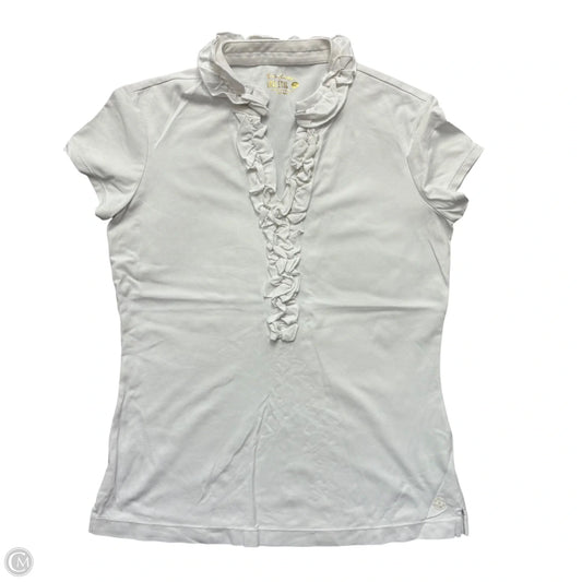 Top Short Sleeve Designer By Lilly Pulitzer In White, Size: S