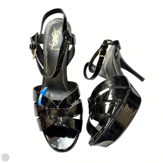 Sandals Luxury Designer By Yves Saint Laurent In Black, Size: 10.5