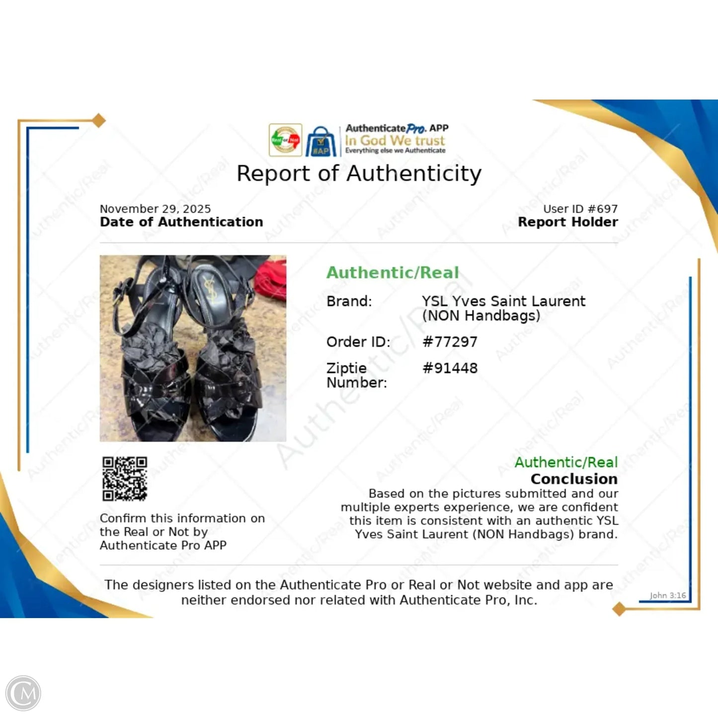 Sandals Luxury Designer By Yves Saint Laurent In Black, Size: 10.5