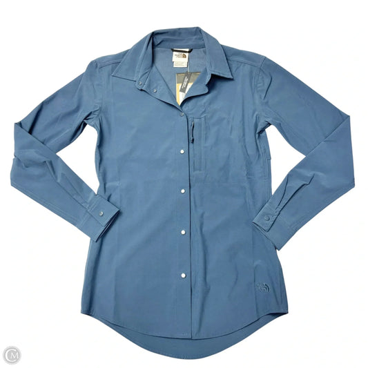 Athletic Top Long Sleeve Collar By The North Face In Blue, Size: Xs