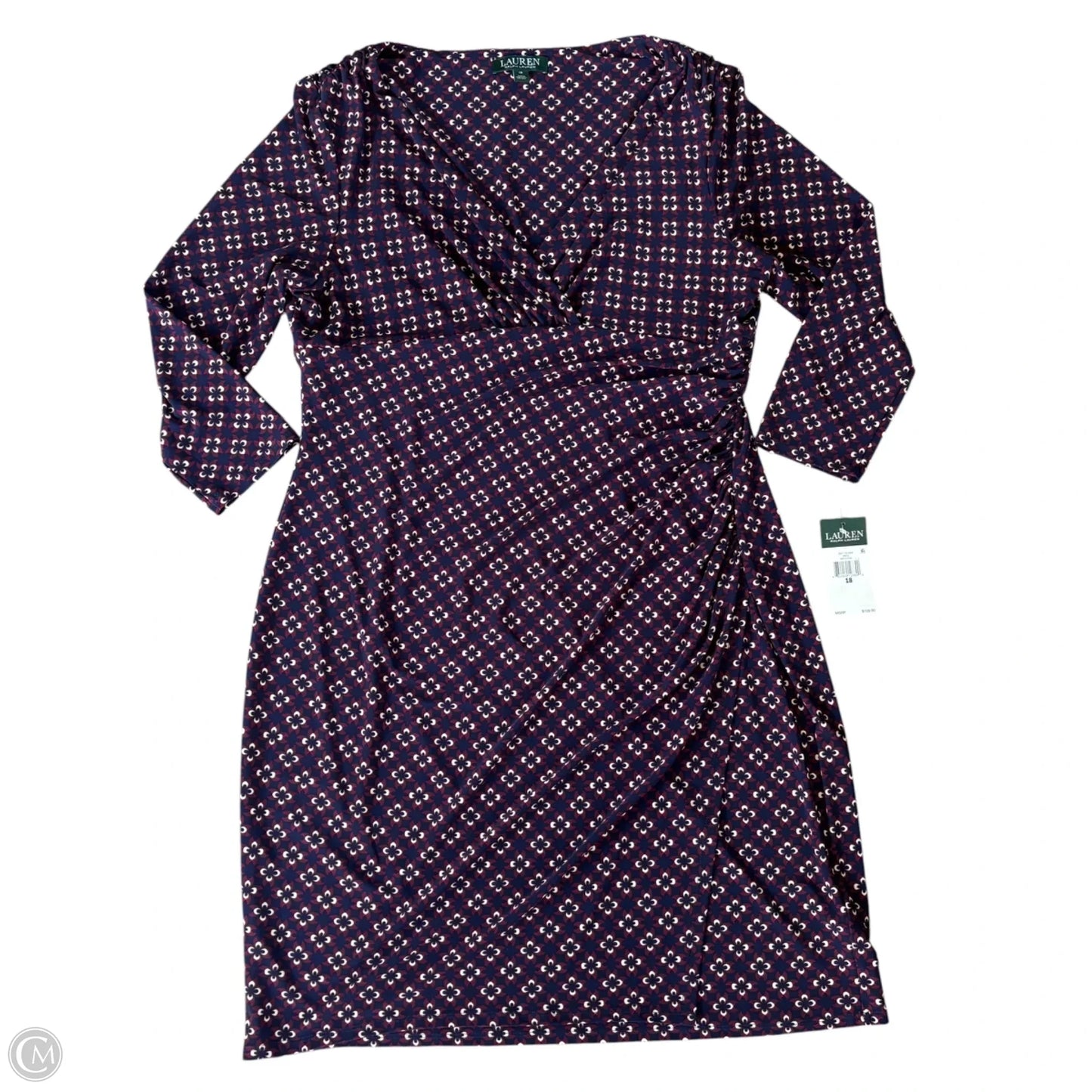 Dress Casual Midi By Lauren By Ralph Lauren In Navy, Size: 1x