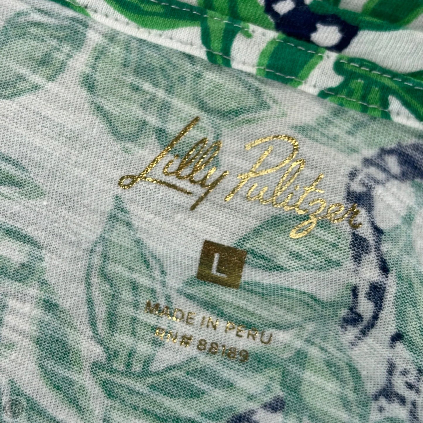 Top Long Sleeve Designer By Lilly Pulitzer In Green & White, Size: L