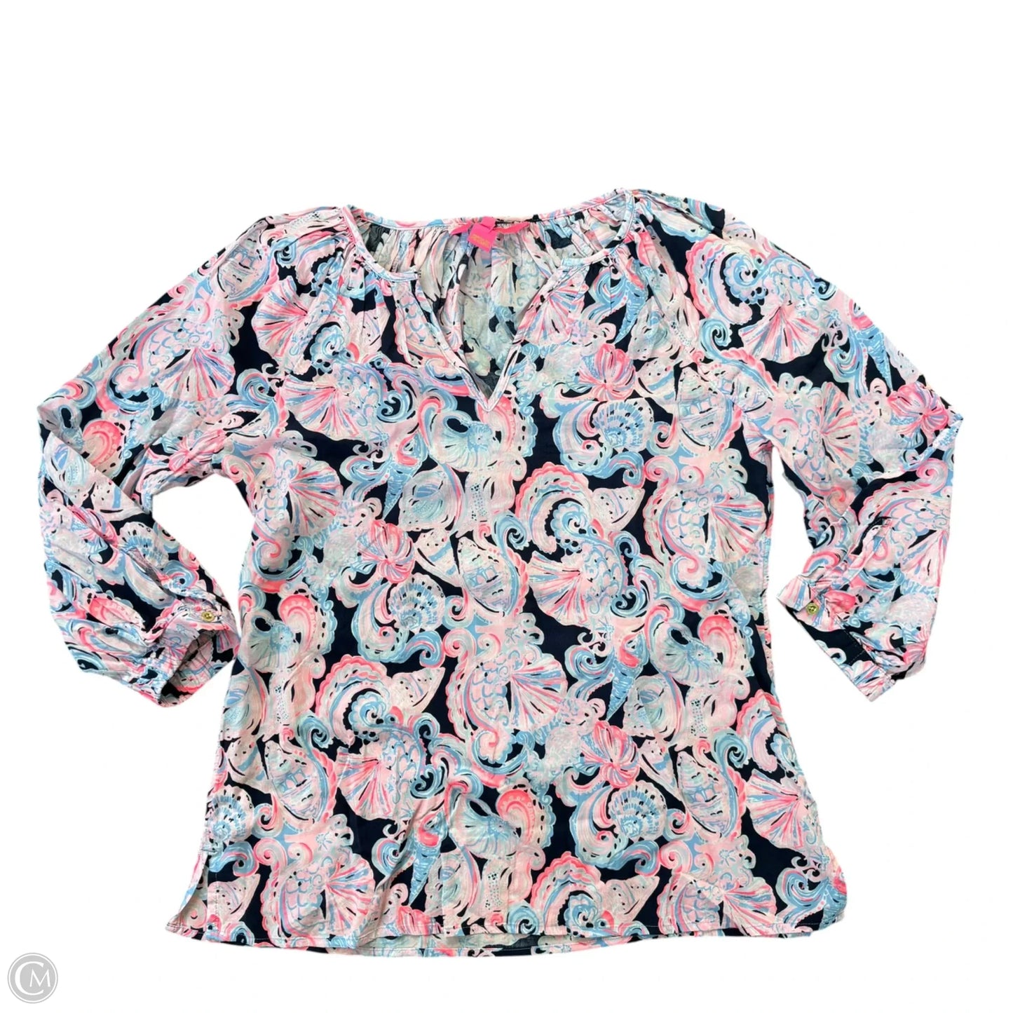 Top 3/4 Sleeve Designer By Lilly Pulitzer In Navy, Size: Xs