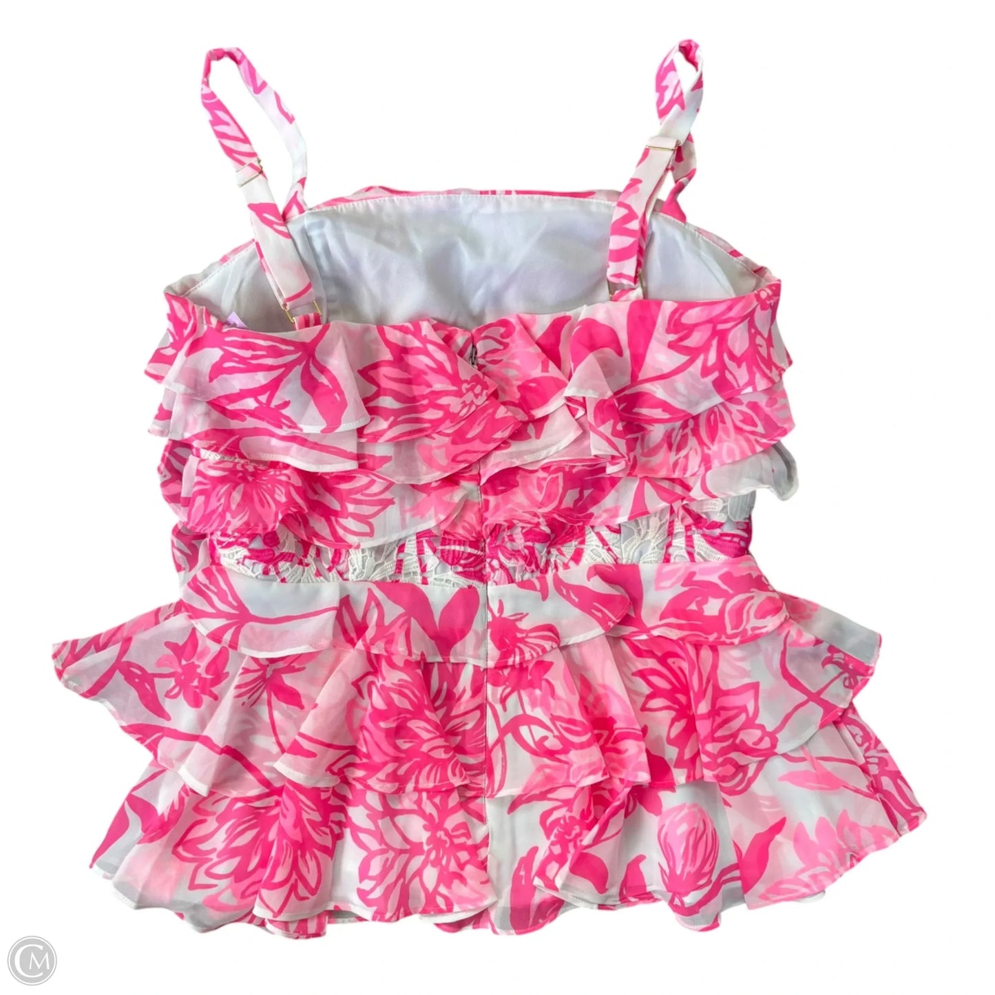 Top Sleeveless Designer By Lilly Pulitzer In Pink & White, Size: Xs