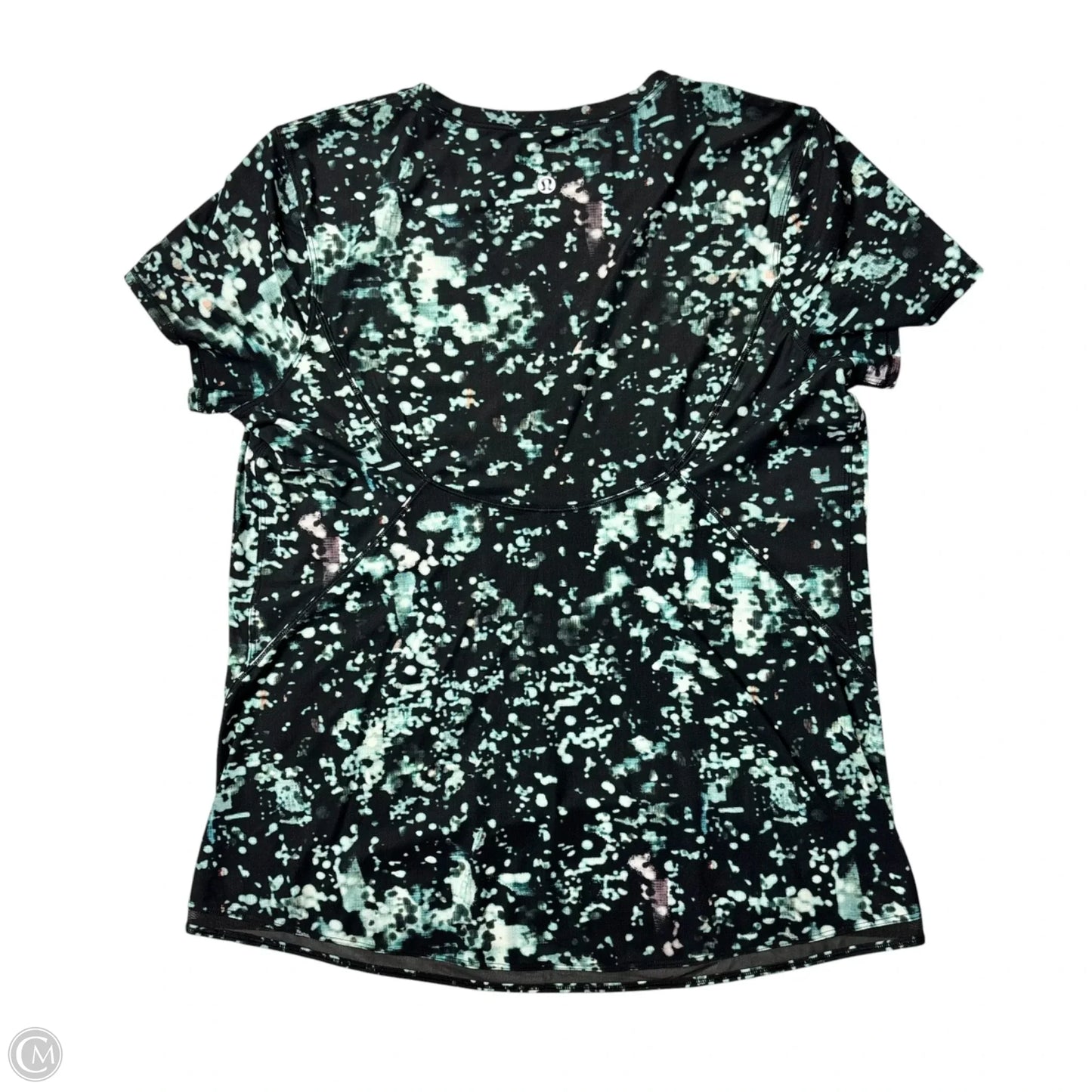 Athletic Top Short Sleeve By Lululemon In Black & Blue, Size: M