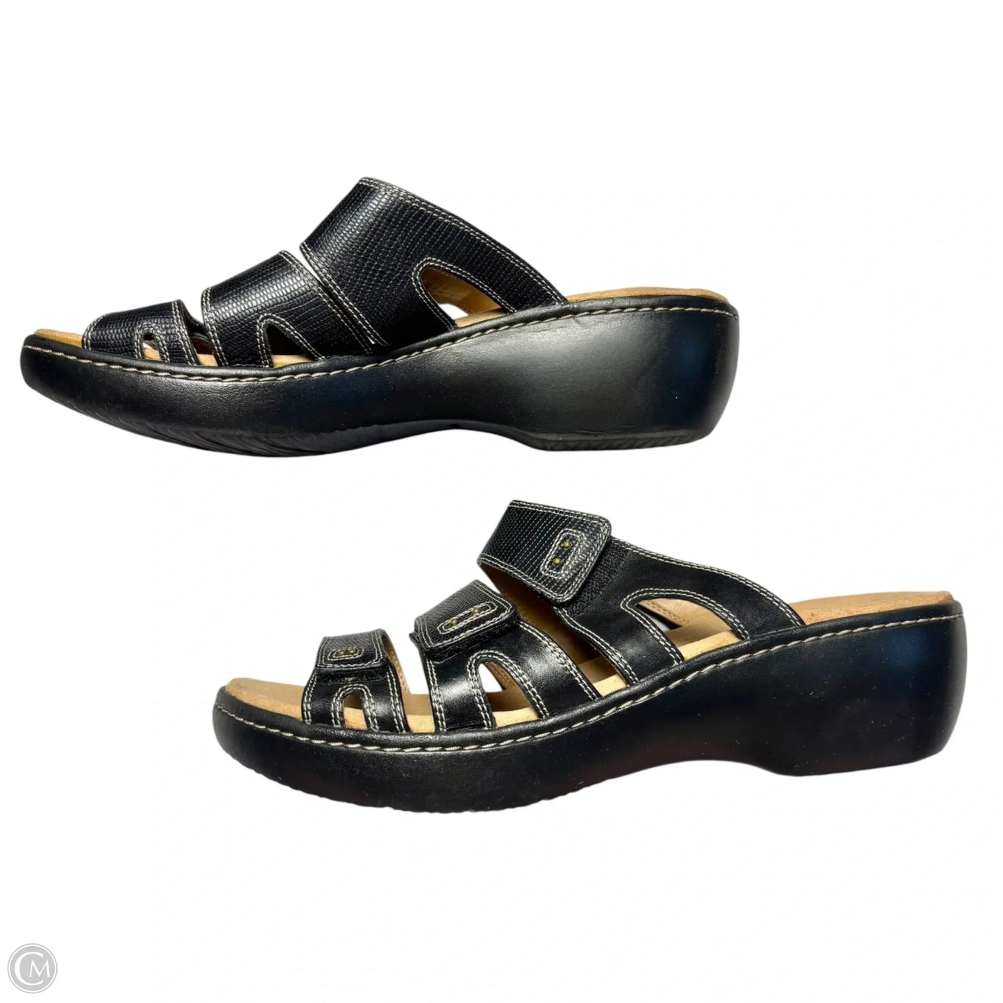 Sandals Flats By Clarks In Black, Size: 9.5