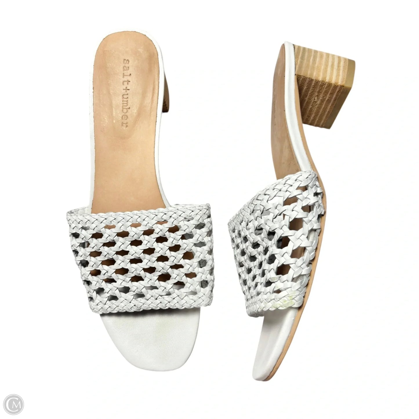 Sandals Heels Kitten By Salt + Tumber In White, Size: 8