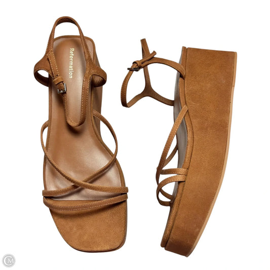 Sandals Heels Wedge By Reformation In Brown, Size: 9.5