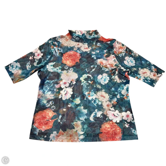 Top Short Sleeve By Anthropologie In Floral Print, Size: Xl