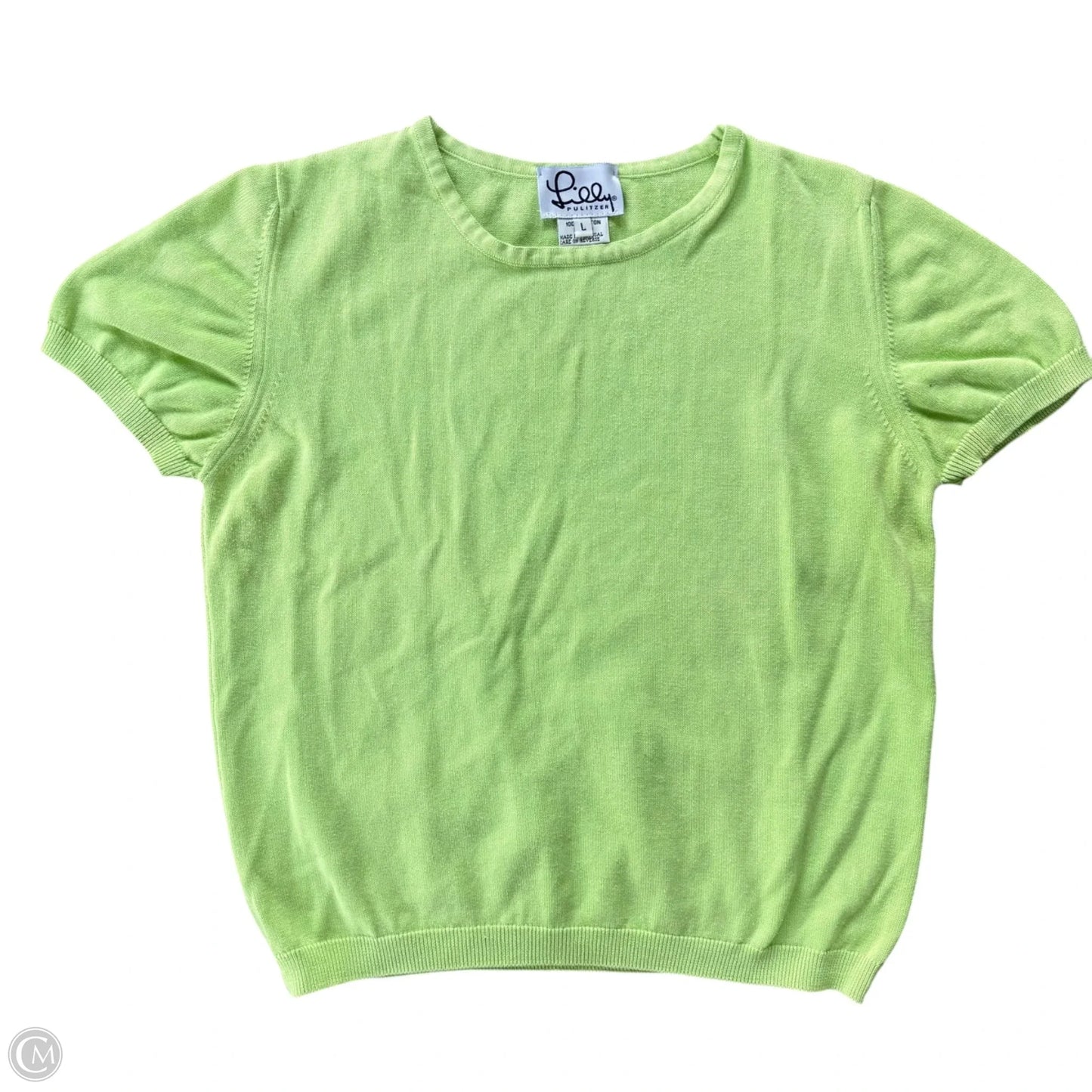 Top Short Sleeve Designer By Lilly Pulitzer In Green, Size: L