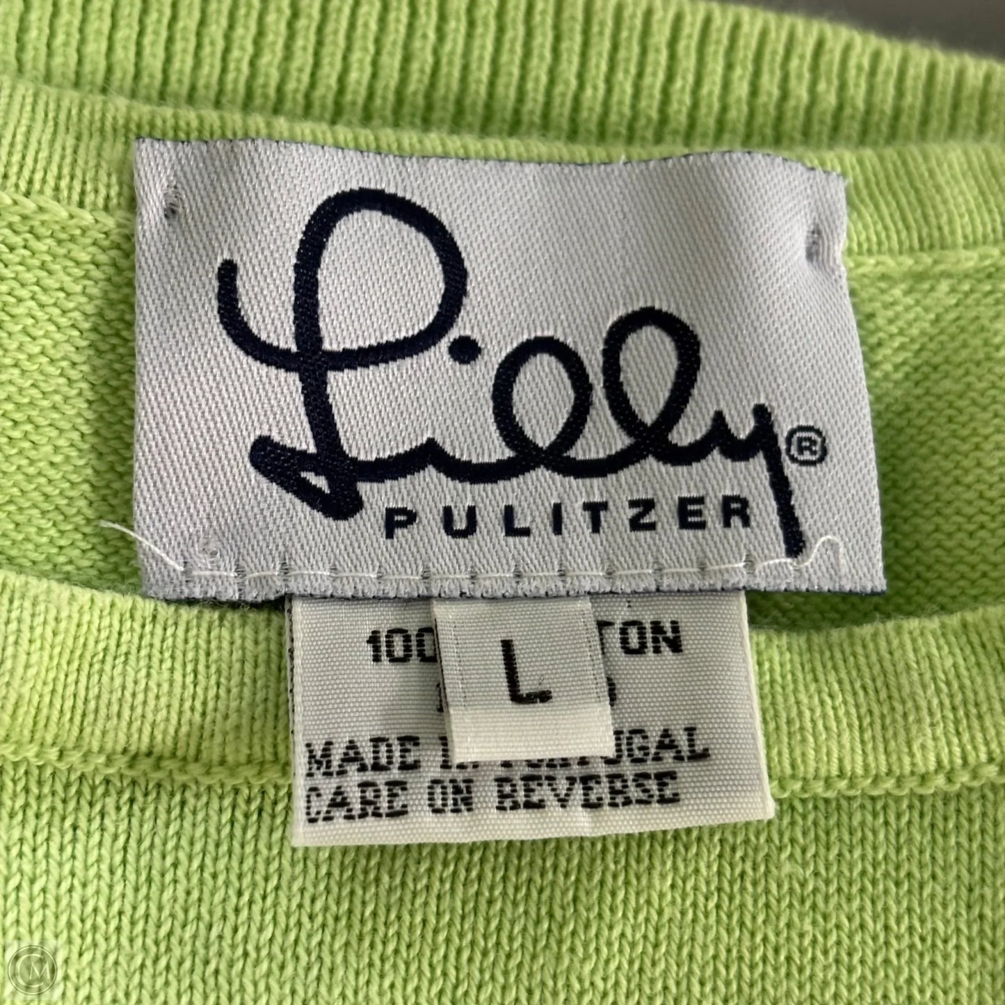 Top Short Sleeve Designer By Lilly Pulitzer In Green, Size: L