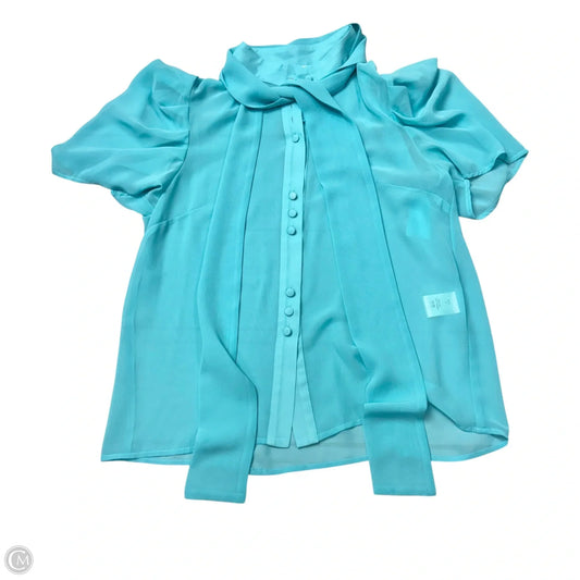 Blouse Short Sleeve By Halewski In Blue, Size: S