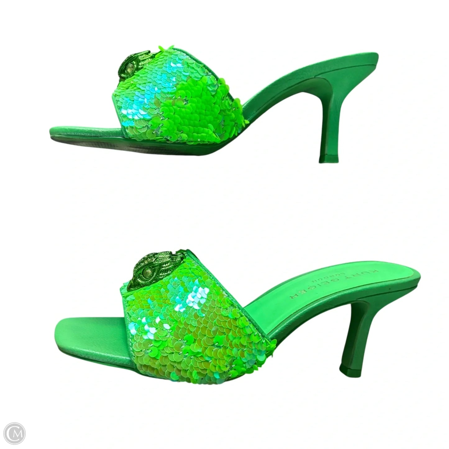 Sandals Heels Kitten By Kurt Geiger London In Green, Size: 8