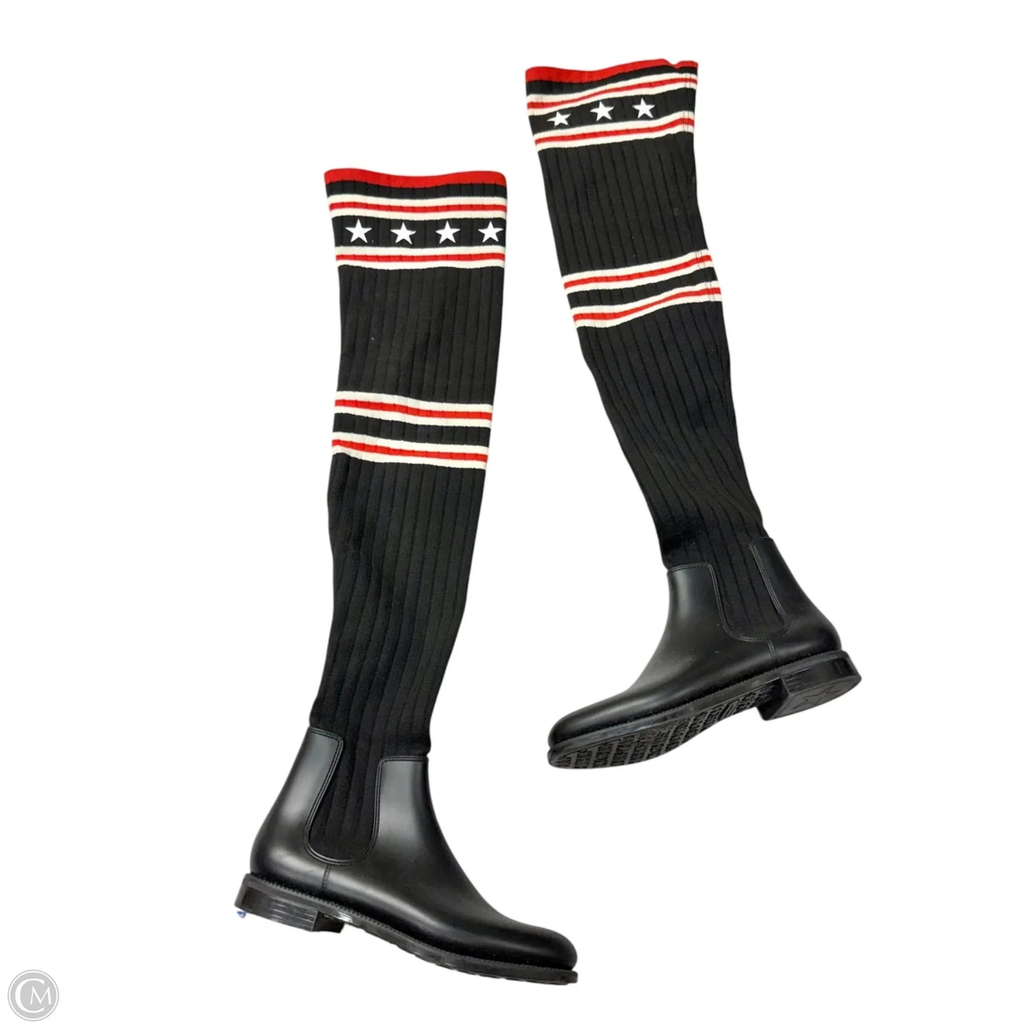Boots Luxury Designer By Givenchy In Black & Red, Size: 7.5