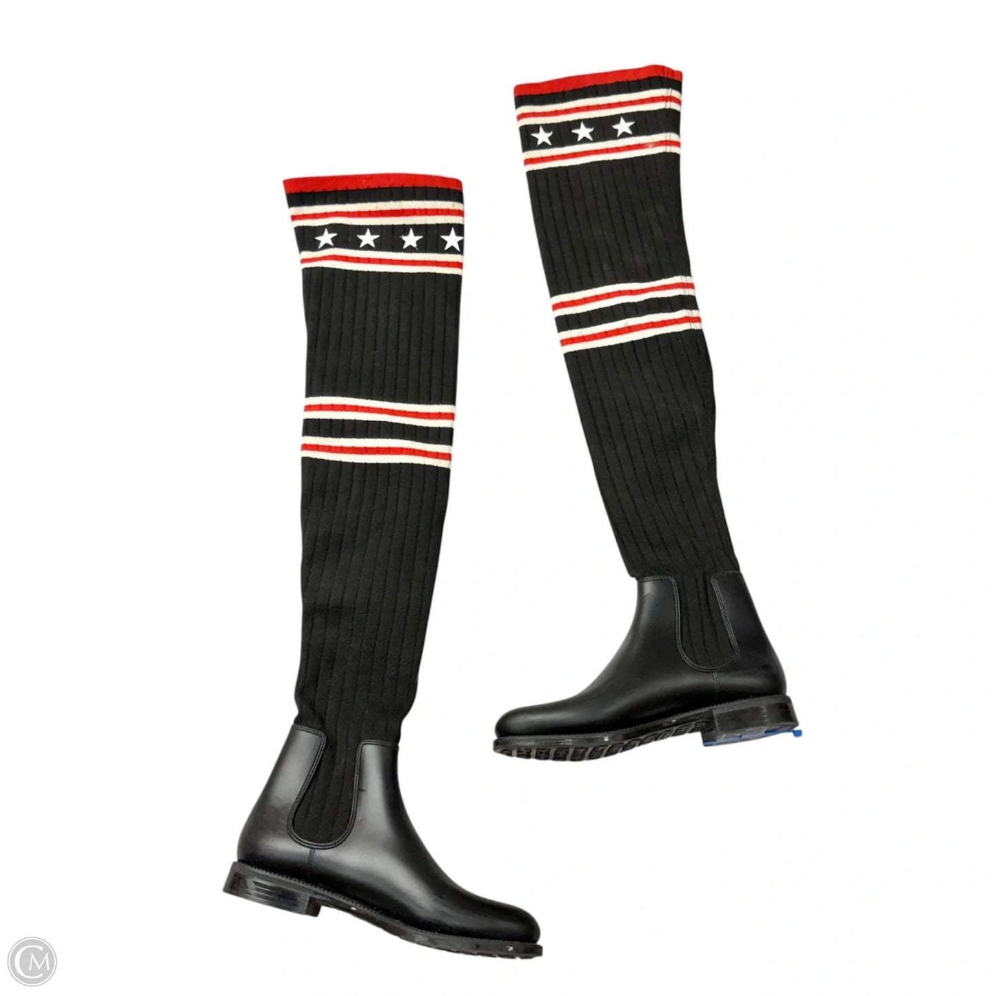 Boots Luxury Designer By Givenchy In Black & Red, Size: 7.5