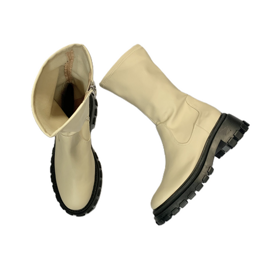 Boots Mid-calf Heels By Schutz In Cream, Size: 8.5