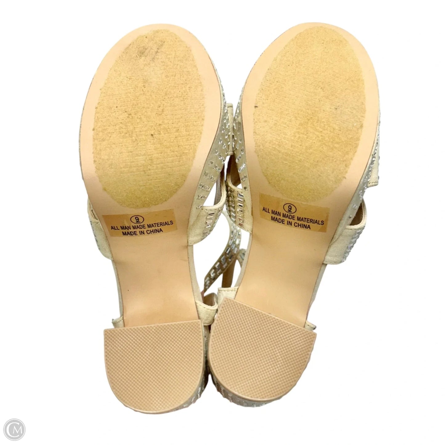 Sandals Heels Platform By Fashion Nova In Silver & Tan, Size: 9