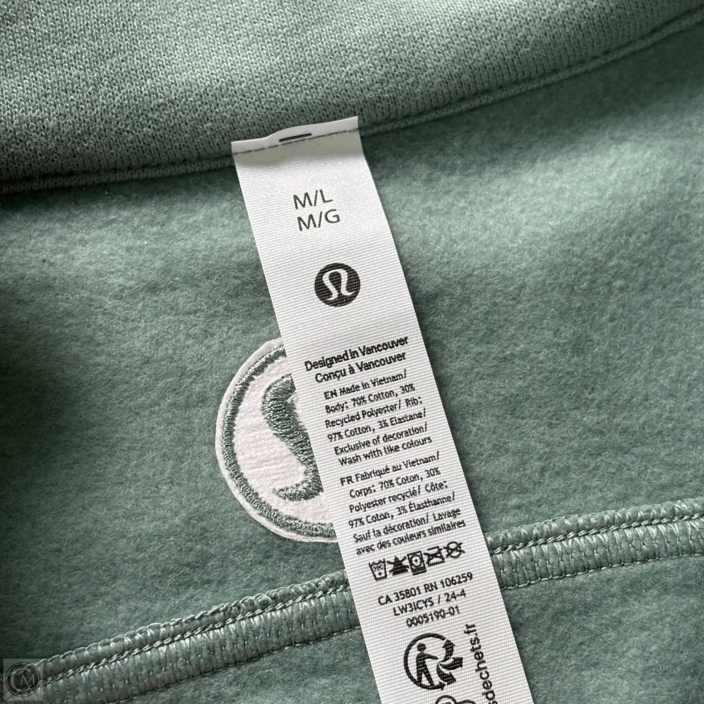 Athletic Sweatshirt Collar By Lululemon In Green, Size: M