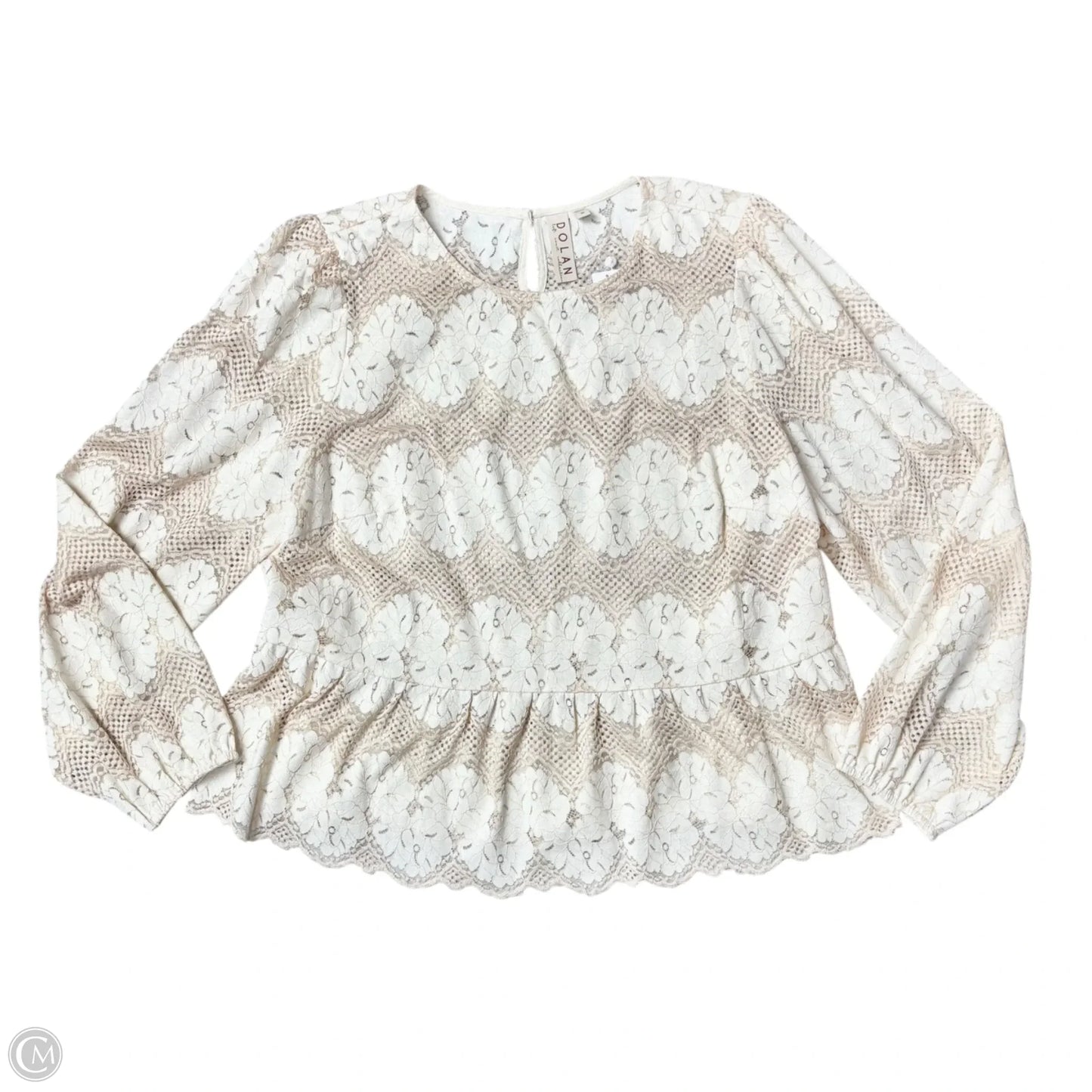 Top Long Sleeve By Dolan Left Coast In Cream, Size: 2x