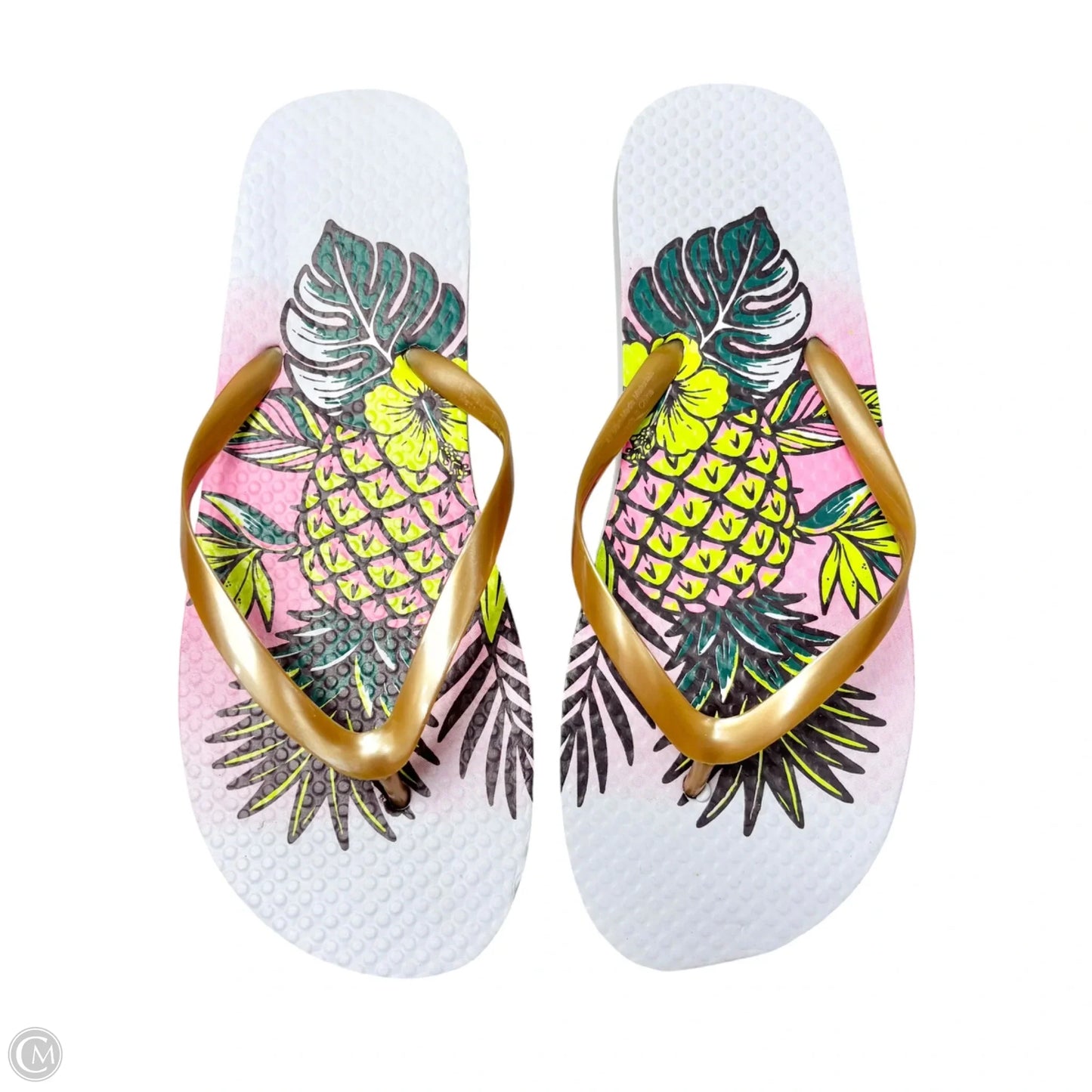 Sandals Flip Flops In Tropical Print, Size: 7.5