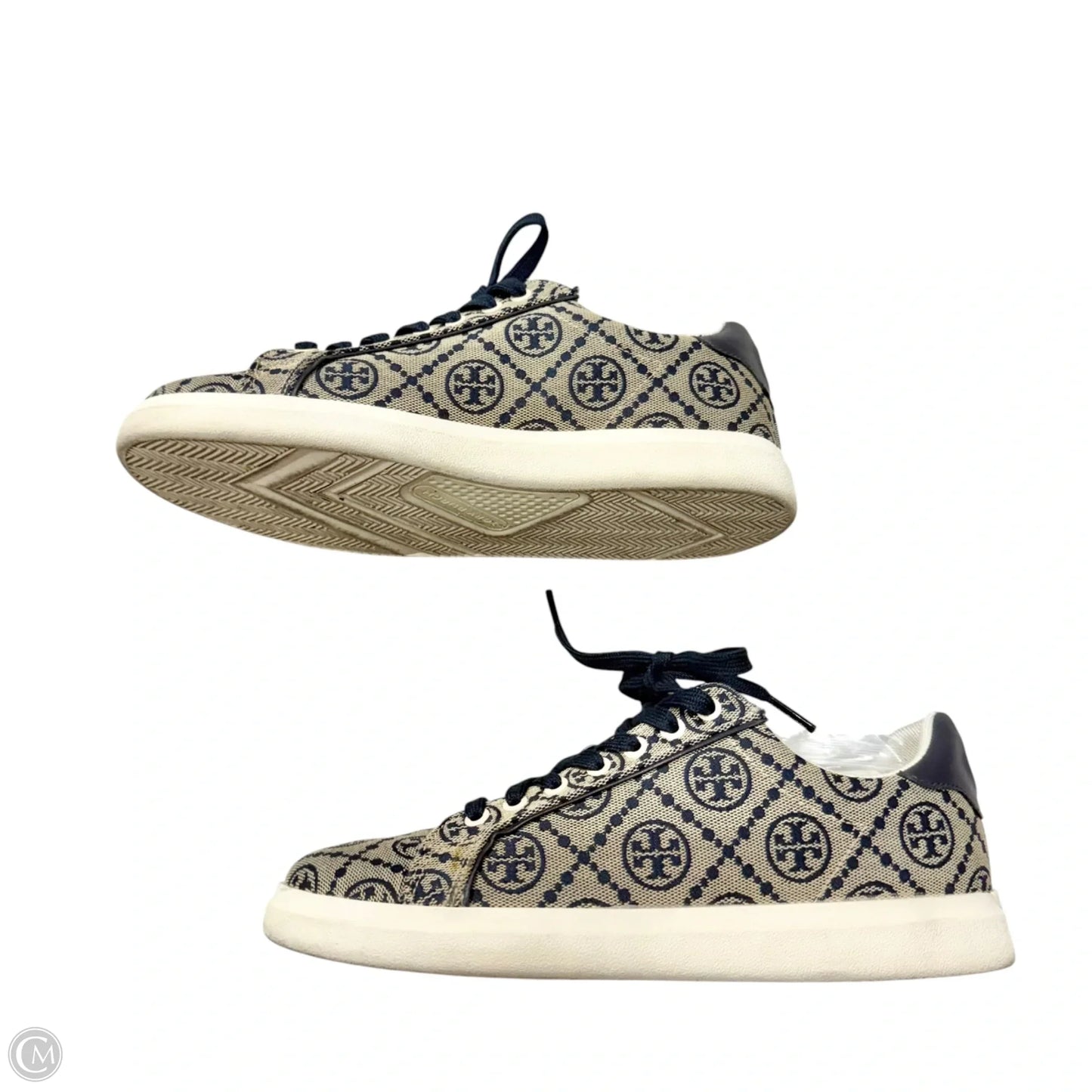 Shoes Designer By Tory Burch In Blue & Cream, Size: 7.5