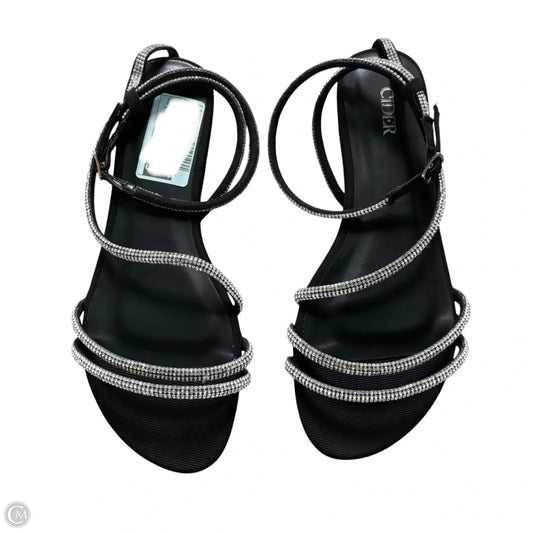Sandals Flats By Cider In Black & Silver, Size: 7.5