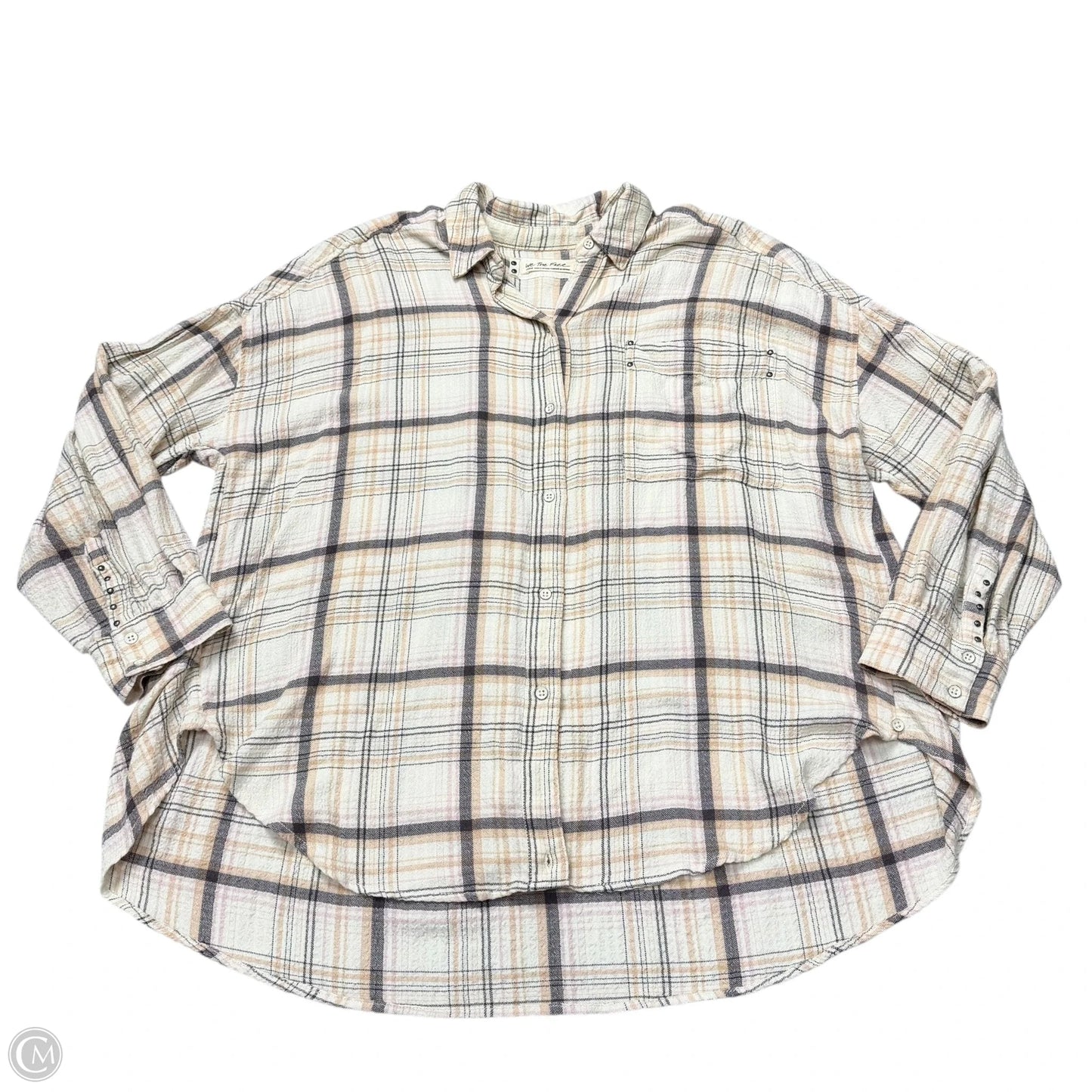Top Long Sleeve By We The Free In Plaid Pattern, Size: L