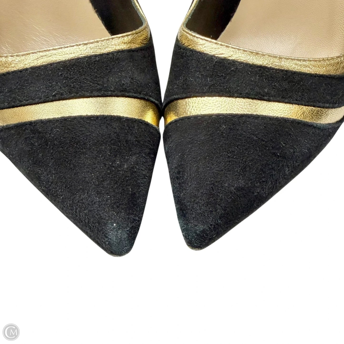 Shoes Designer By Diane Von Furstenberg In Black & Gold, Size: 6.5