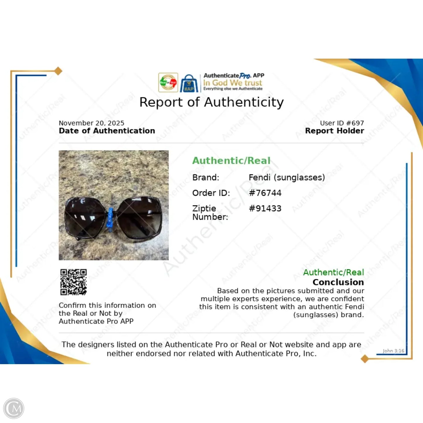 Sunglasses Luxury Designer By Fendi, Size: Large