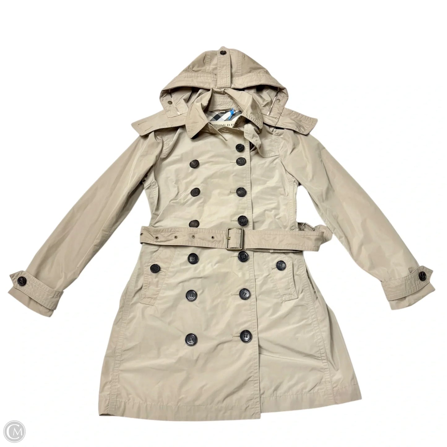 Coat Luxury Designer By Burberry In Tan, Size: S