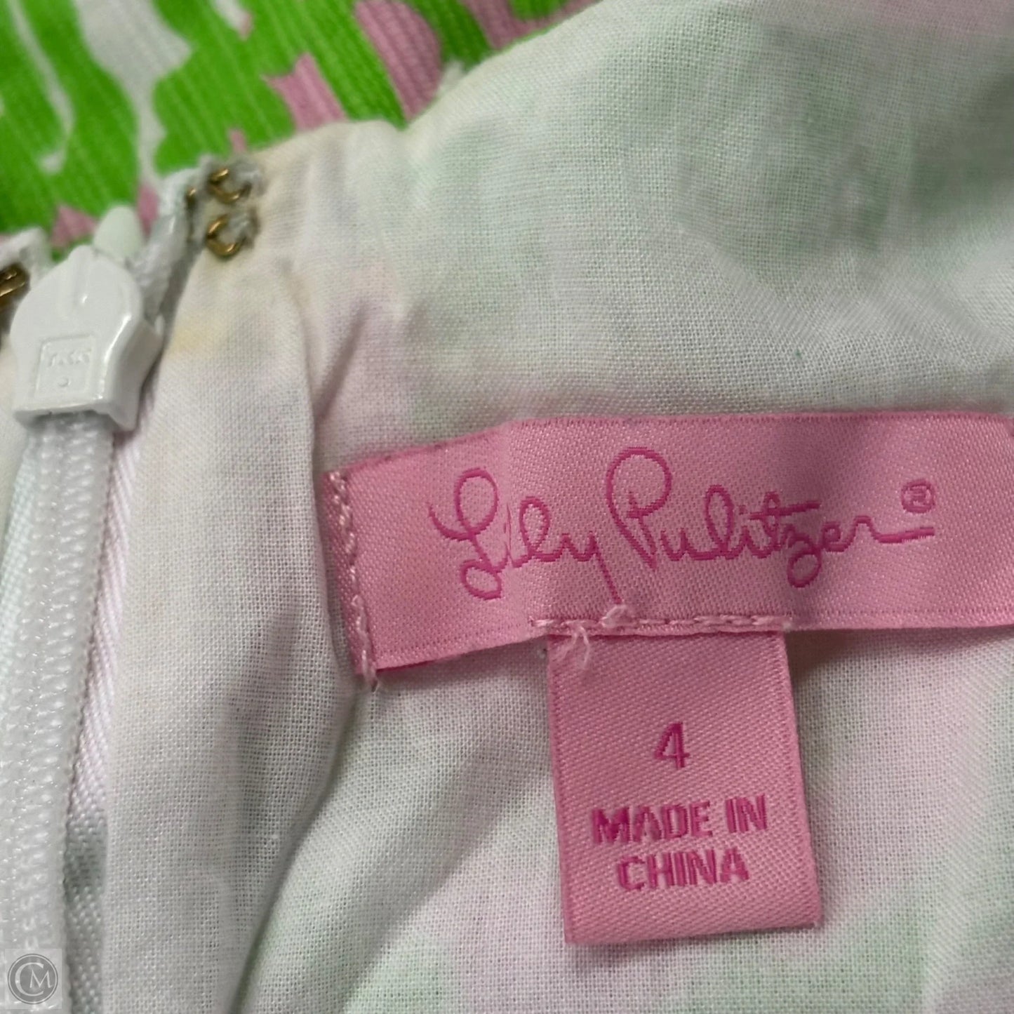 Dress Designer By Lilly Pulitzer In Green & Pink, Size: 4