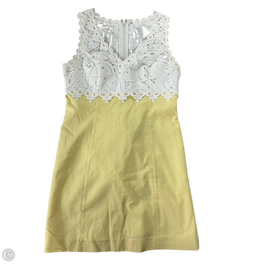 Dress Designer By Lilly Pulitzer In White & Yellow, Size: 6