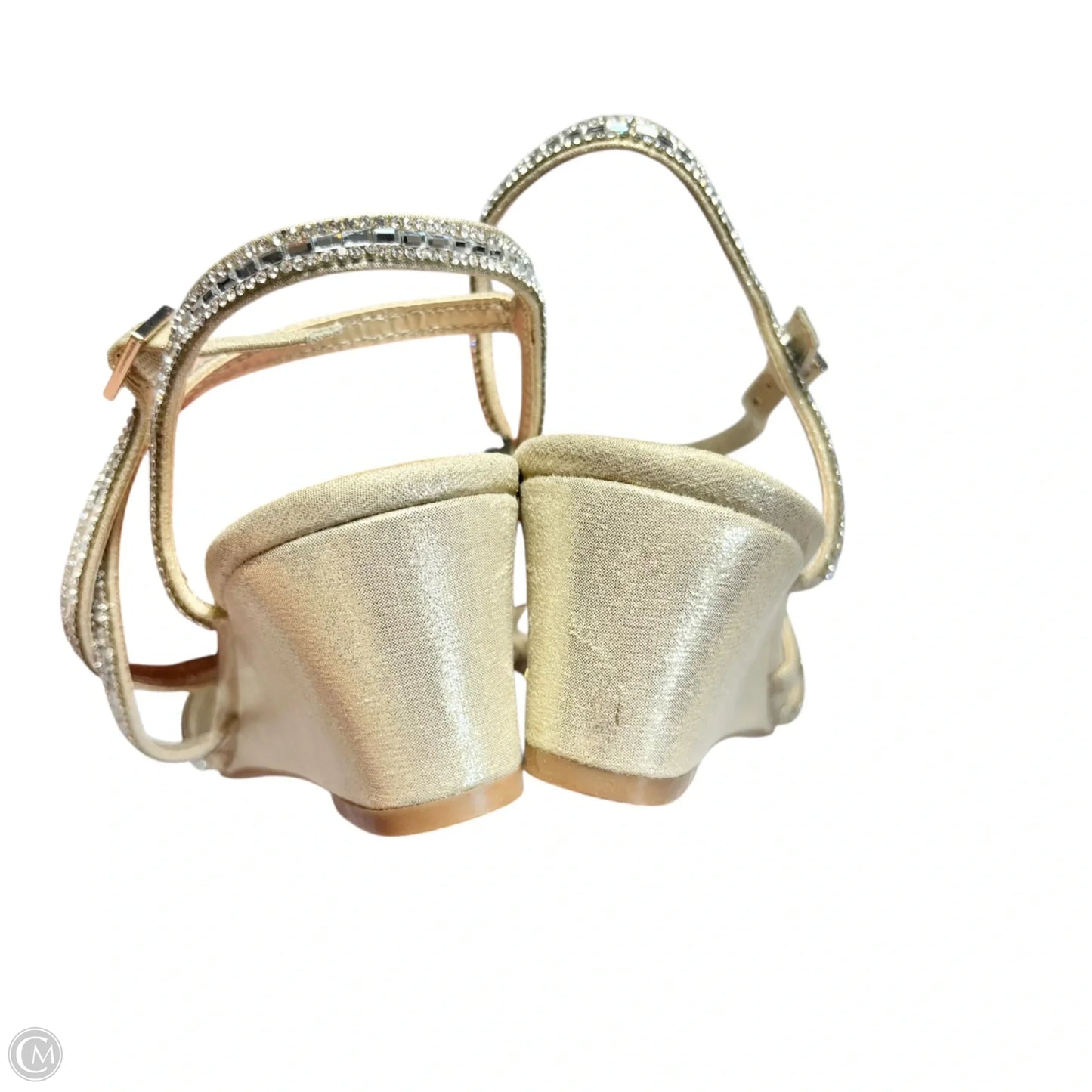 Sandals Heels Wedge By Kelly And Katie In Gold & Silver, Size: 9