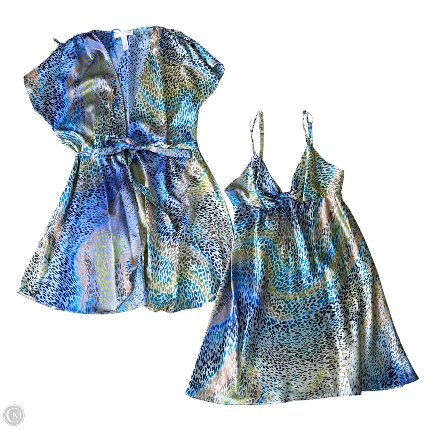Pajamas Luxury Designer By Oscar De La Renta In Blue & Green, Size: L