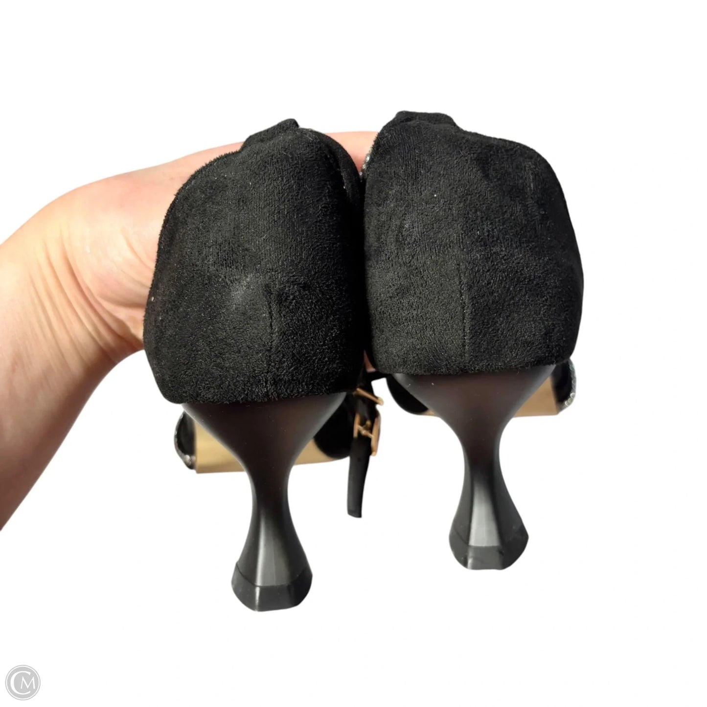 Shoes Heels Kitten In Black & Silver, Size: 8.5