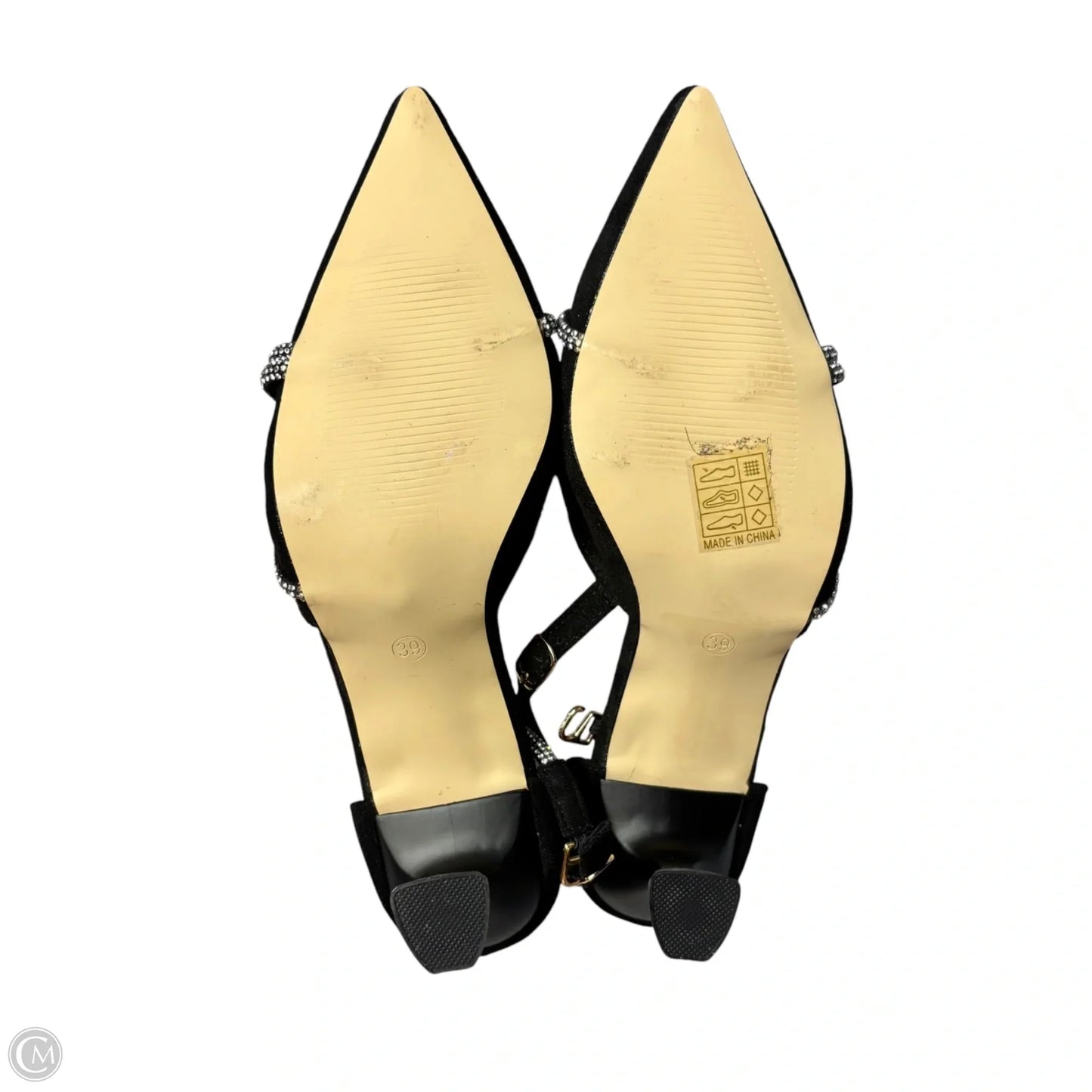 Shoes Heels Kitten In Black & Silver, Size: 8.5