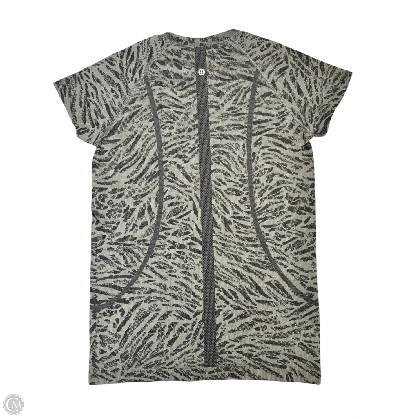Athletic Top Short Sleeve By Lululemon In Black & Grey, Size: M
