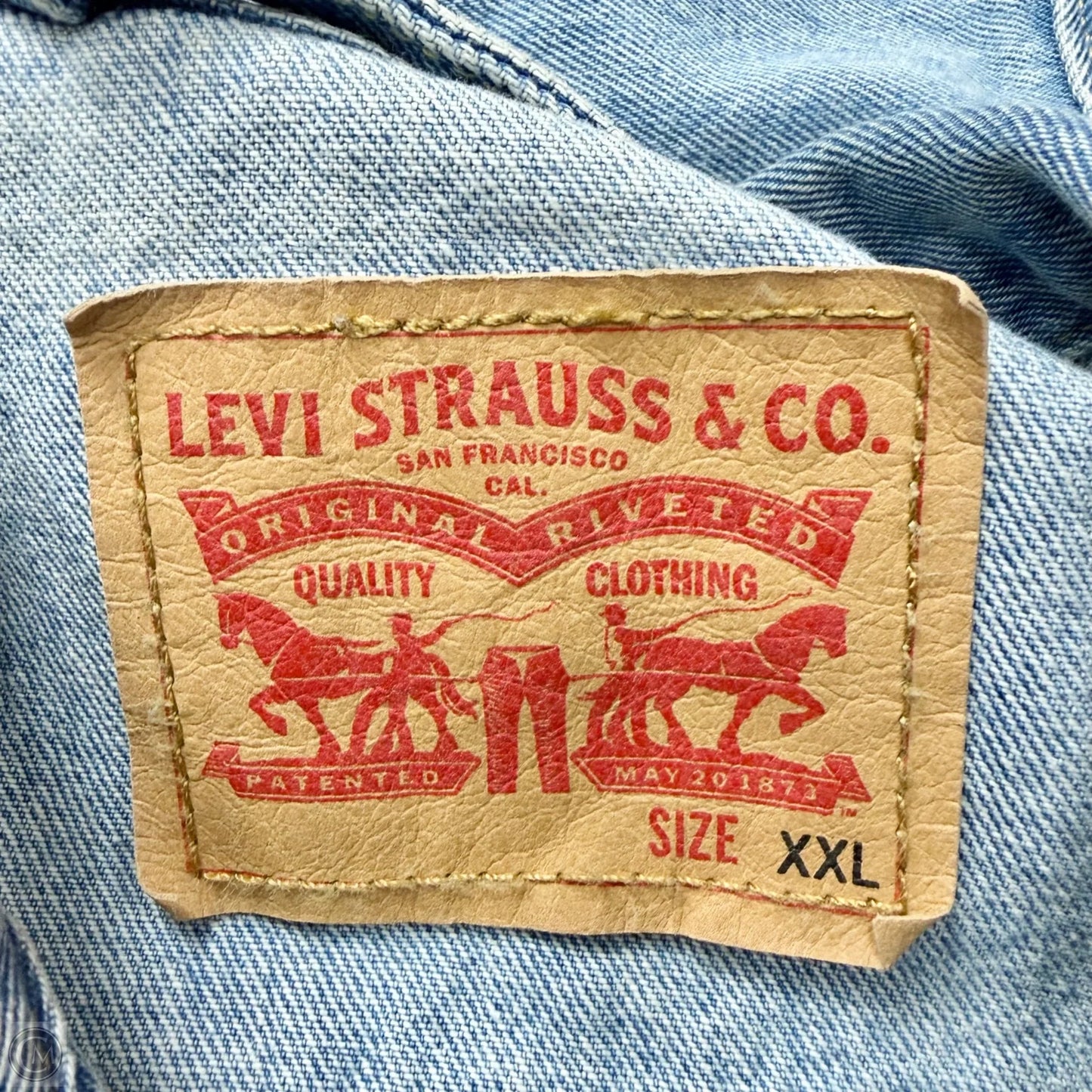 Jacket Denim By Levis In Blue Denim, Size: Xxl