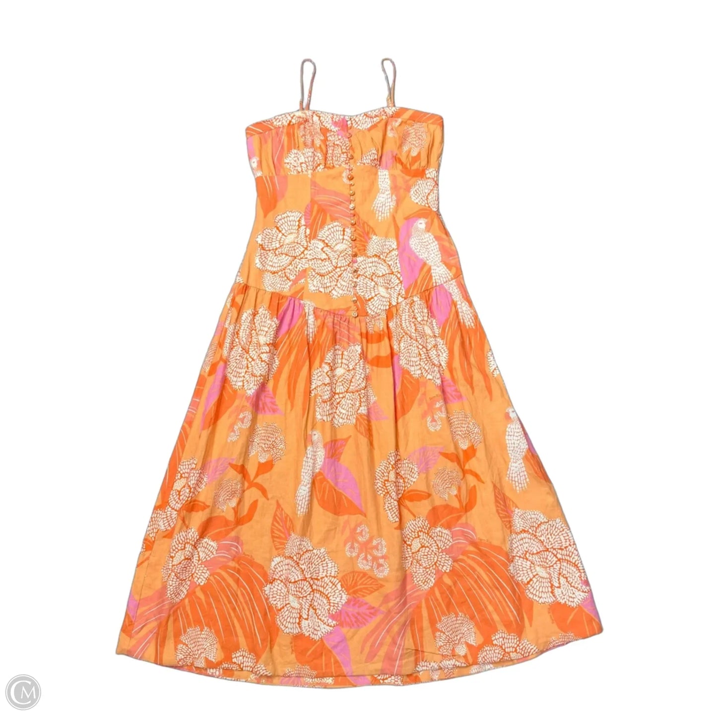 Dress Casual Maxi By Farm Rio In Orange & White, Size: L
